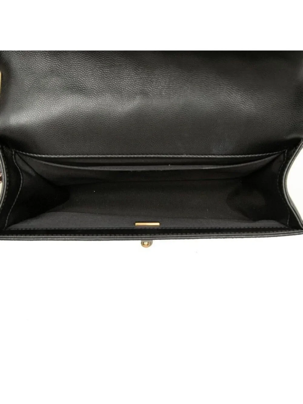 Chanel CC Logo Boy 25 Chain Shoulder Bag Black Gold Caviar Leather